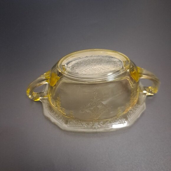 Anchor Hocking Princess Yellow Glass Sugar Bowl Embossed Design Vintage NO LID - Picture 13 of 16